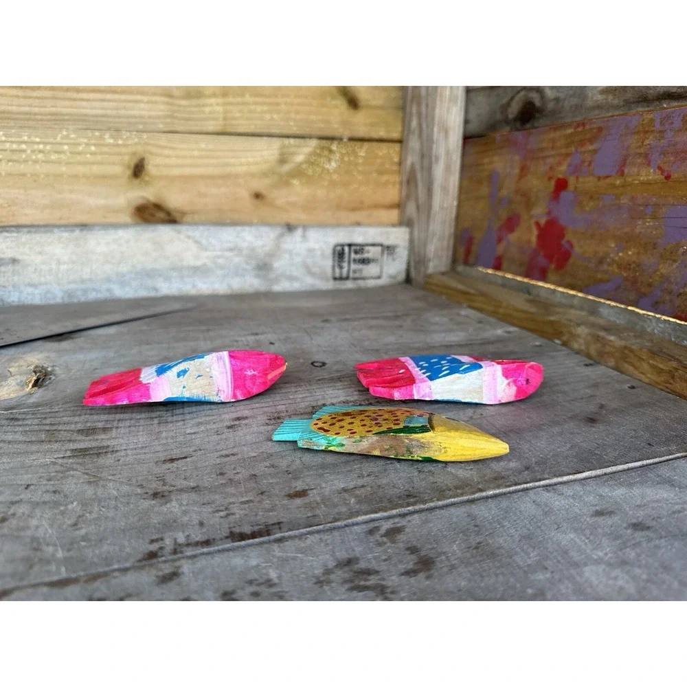 Vintage Wooden Hand Carved Hand Pained‎ Fish Decor Tropical Fish Decor